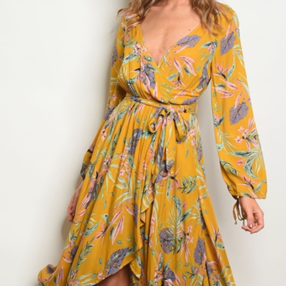 LAST 1! SIZE SMALL! Mustard & Lilac Maxi Dress - Picture 3 of 8